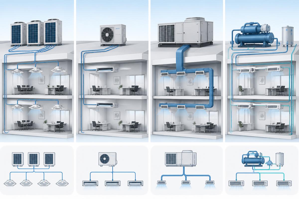 VRF vs DX FCU vs Package vs Chiller: أيهما يناسب مشروعك؟